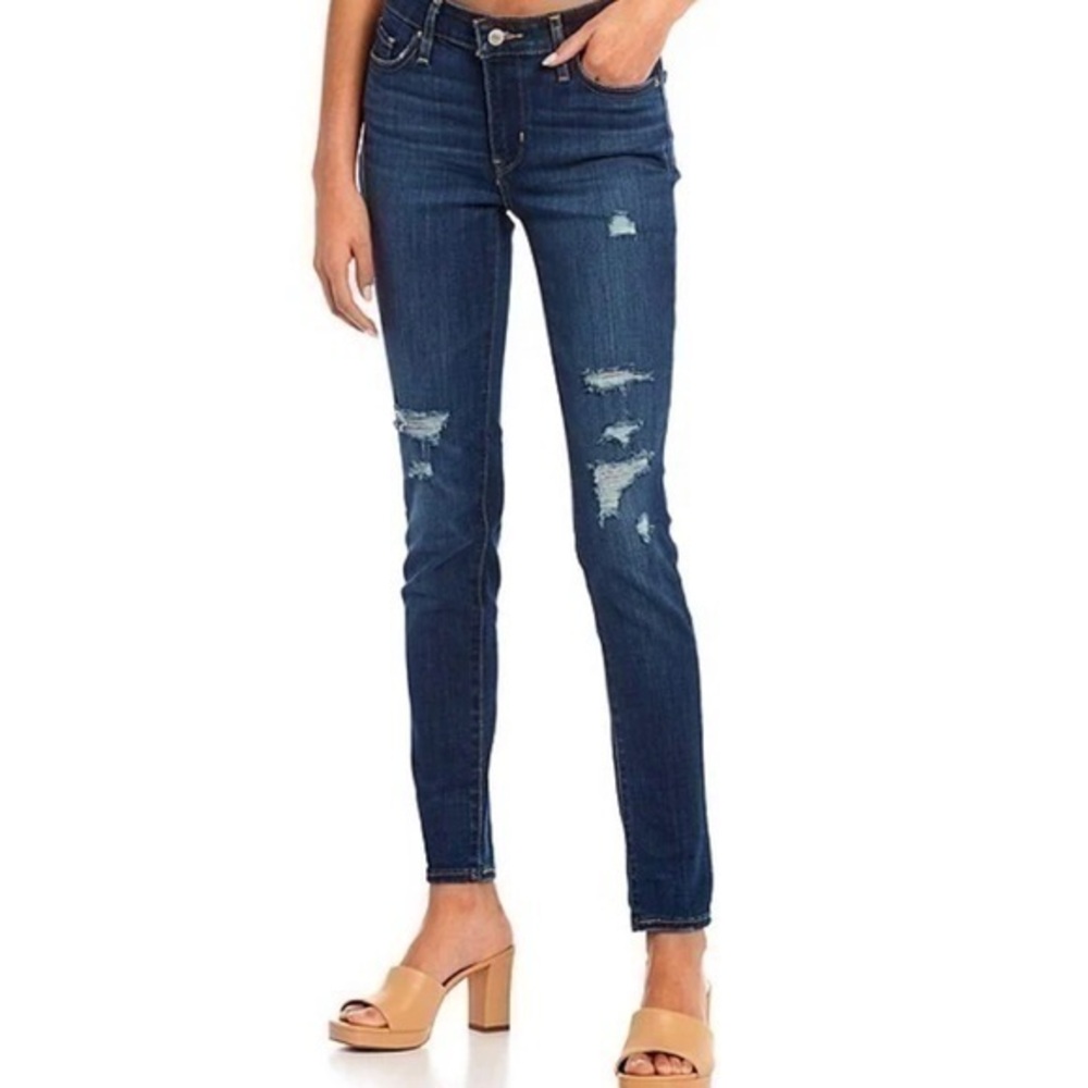 NWT Levi’s 711 Skinny Ripped Jeans NEW Distressed Mid Rise 20W $70 Inseam 29”